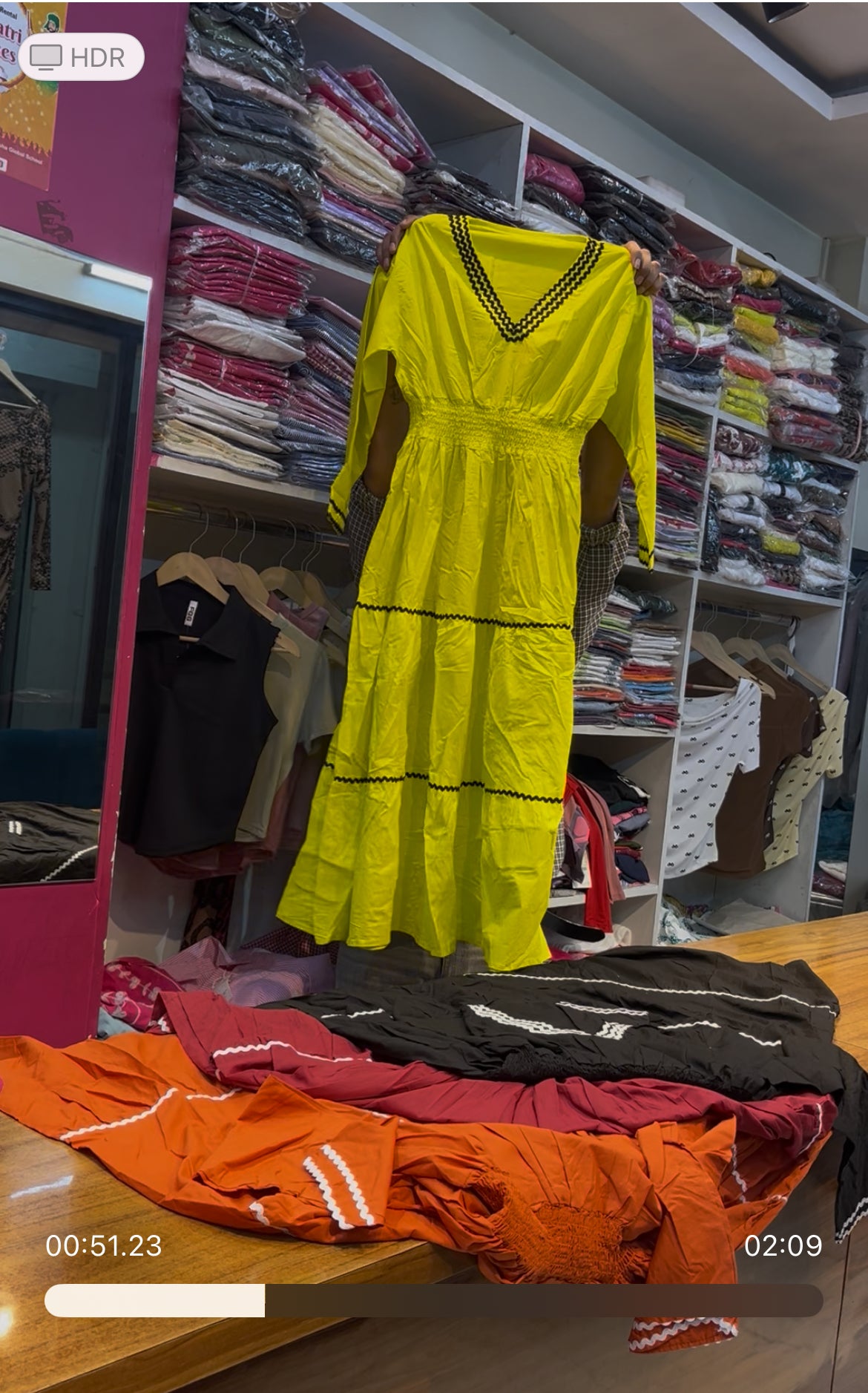 Cotton V neck dress