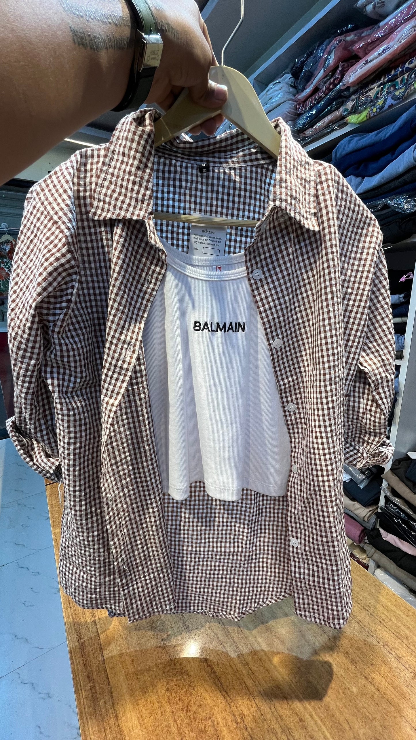 BROWN SHIRT WITH INNER