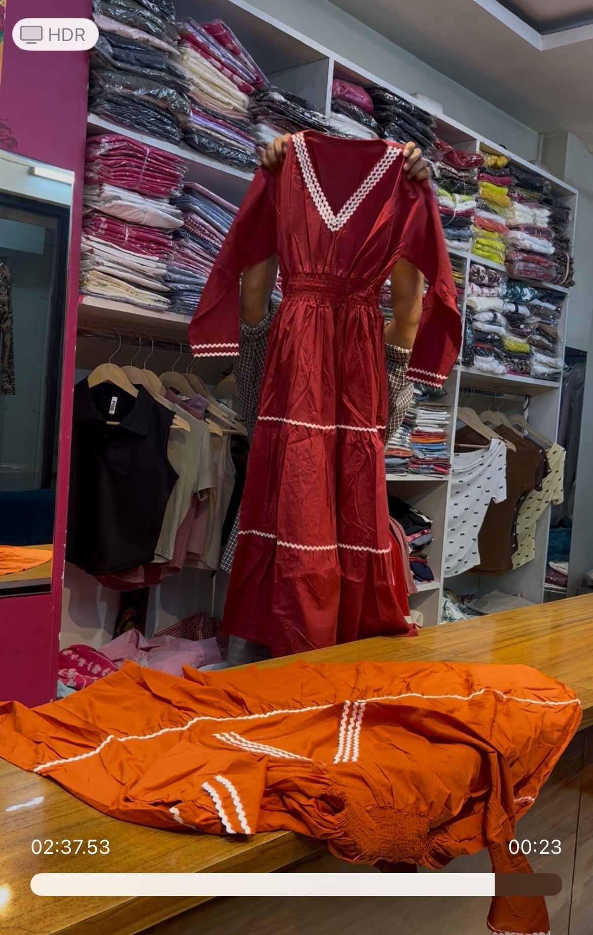 Cotton V neck dress