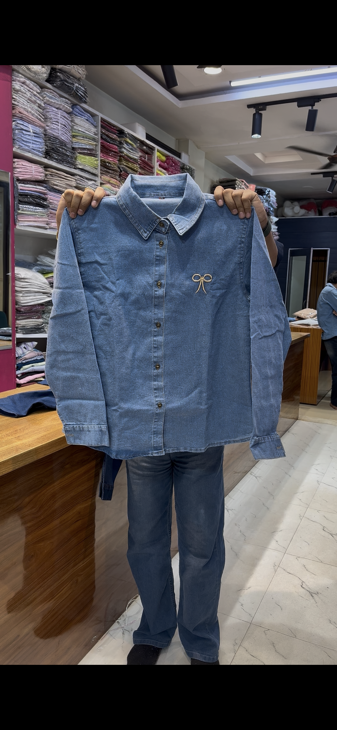 DENIM BOW SHIRT