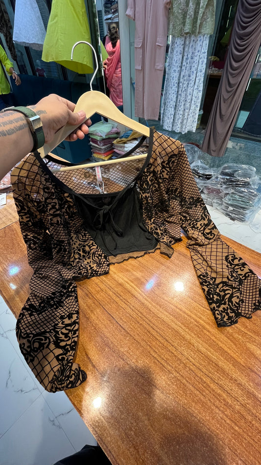 Bell sleeve two piece shrug top