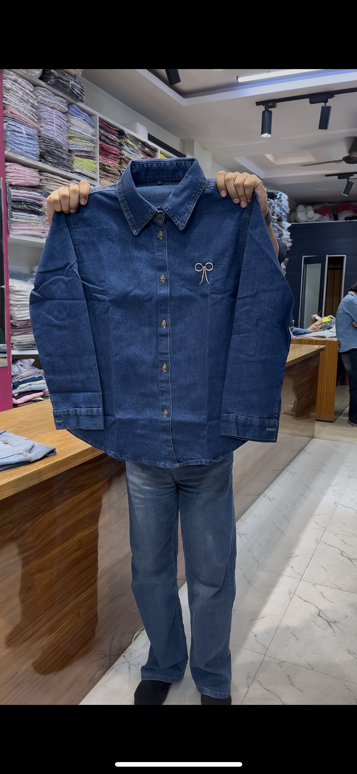 DENIM BOW SHIRT