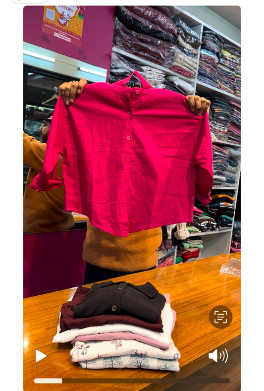 HOT PINK CROP SHIRT