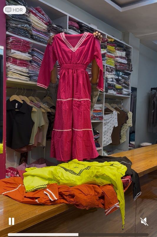 Cotton V neck dress