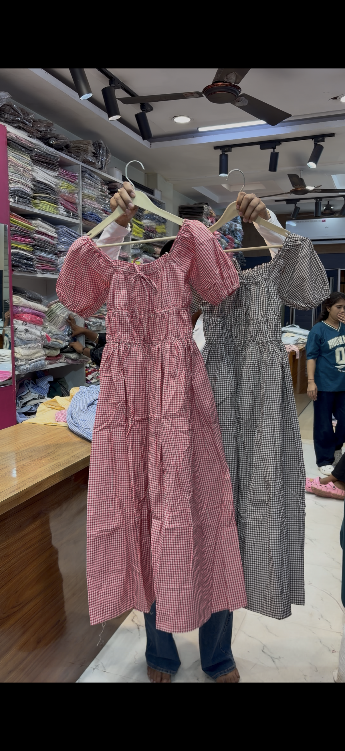 COTTON CHECK ONE PIECE